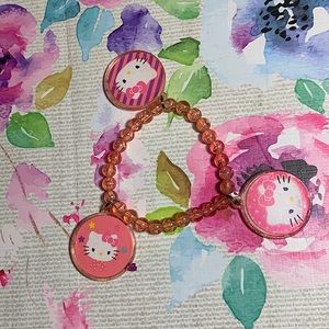 Cute pink hello kitty childrens bracelet with charms